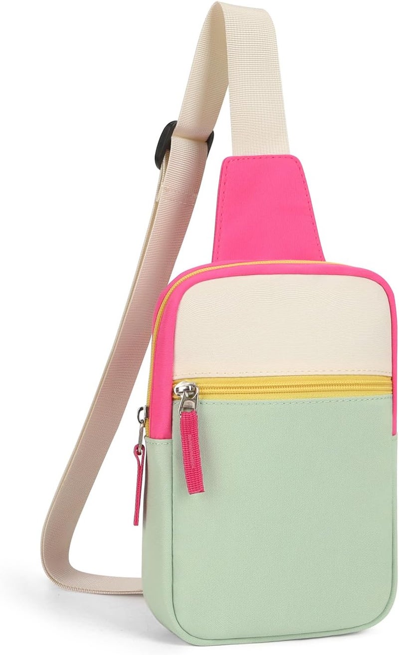 cotmcor Store Valentines Day Gifts for Kids: Fanny Pack Birthday Gift for 8 9 10 11 12 Year Old Teen Girls Trendy Stuff, Preppy Colorblock Crossbody Bag Adjustable Sling Belt Bags Purse for Travel Outdoor - Image 1
